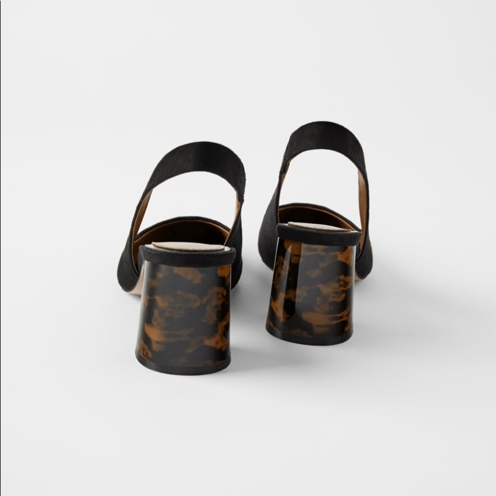 ZARA SLINGBACK SHOES WITH TORTOISESHELL HEELS - Picture 3 of 16